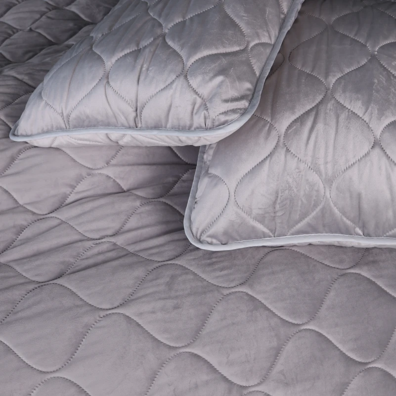 Набір покривало + наволочки 2 шт №5051 Velor charm Light gray - 4