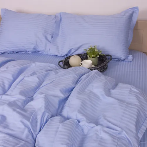 Простынь на резинке Satin Stripe 30-0022 Blue sky - высота 25 см (детские 10 см) - 3