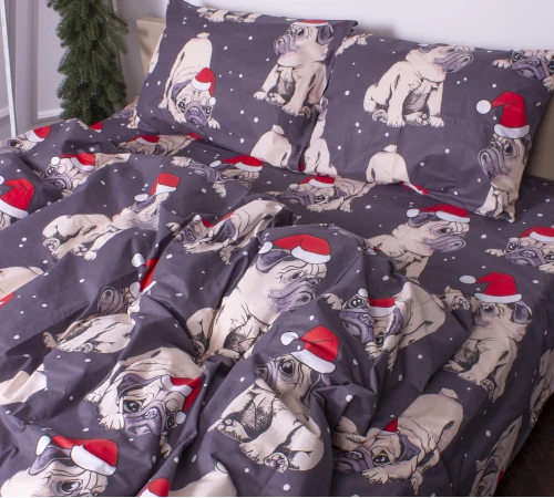 Простынь MirSon Ranforce Elite 17-0598 New Year's pug - 2
