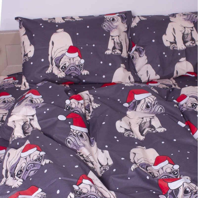 Постільна білизна Бязь 17-0598 New Year's pug - 4
