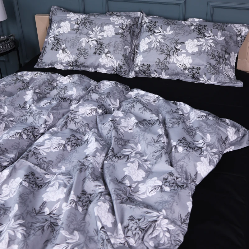 Комплект постільної білизни Поплін 00-8 "Black Flowers" - 2
