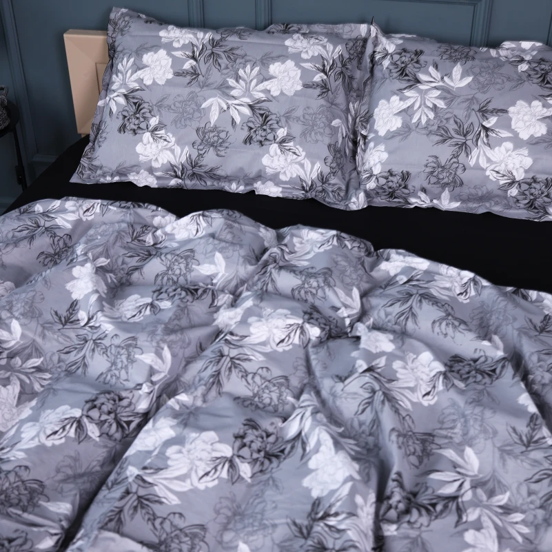 Комплект постільної білизни Поплін 00-8 "Black Flowers" - 4