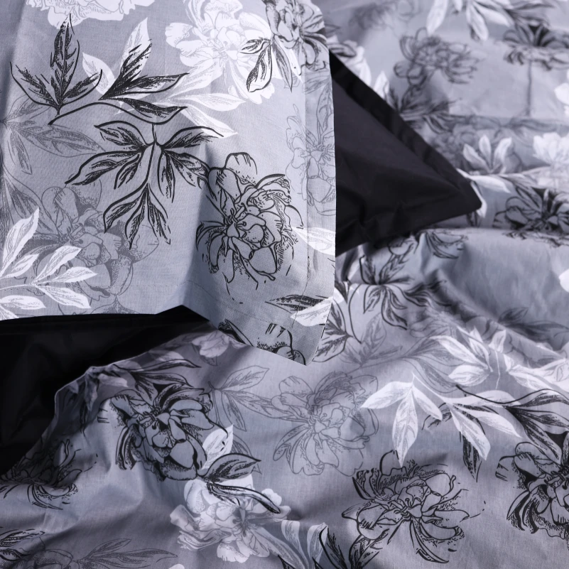Комплект постільної білизни Поплін 00-8 "Black Flowers" - 7