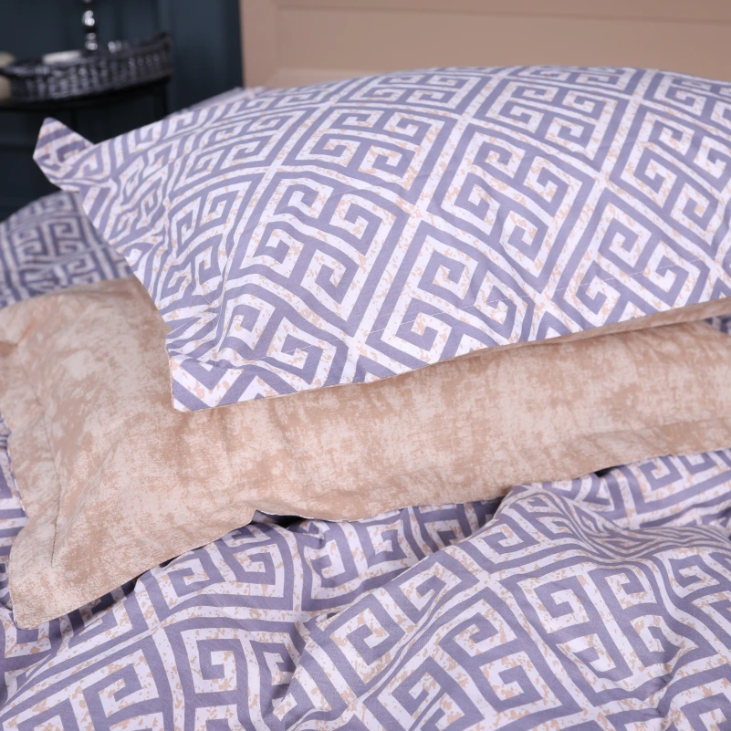 Комплект постельного белья Поплин 00-4 "Geometry Beige" - 5