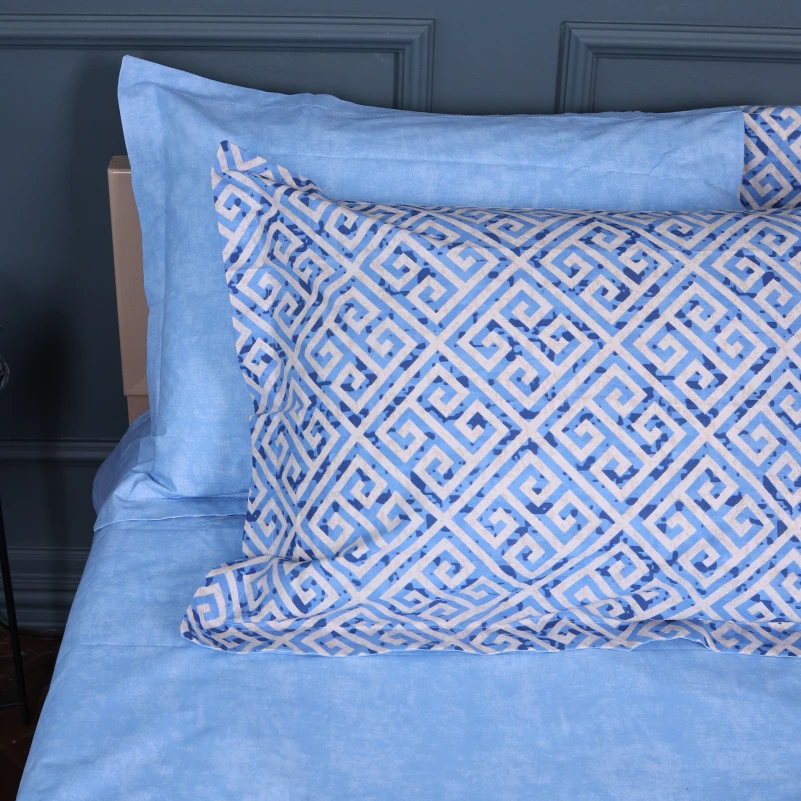 Простынь на резинке Поплин 00-5 "Geometry Blue" - высота 25 см (детские 10 см) - 1