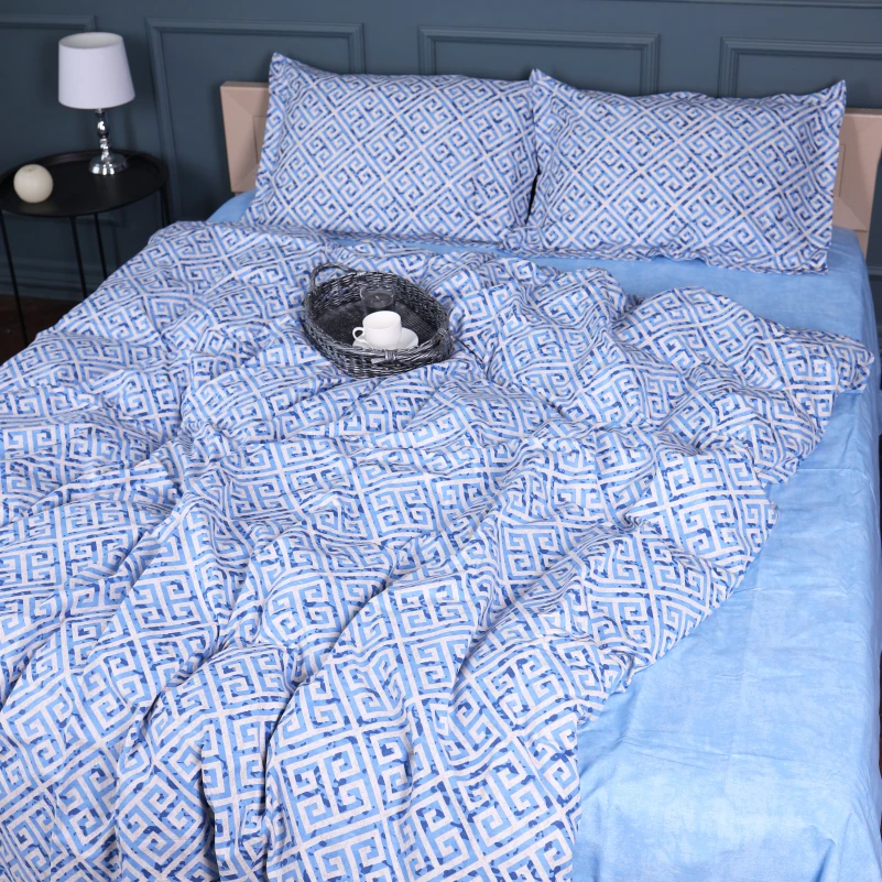 Простынь на резинке Поплин 00-5 "Geometry Blue" - высота 25 см (детские 10 см) - 2