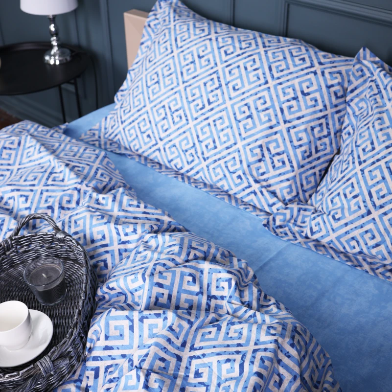 Простынь на резинке Поплин 00-5 "Geometry Blue" - высота 25 см (детские 10 см) - 4