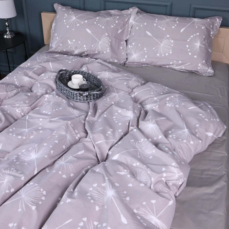 Комплект постільної білизни Поплін 00-3 "Grey Dandelions" - 2