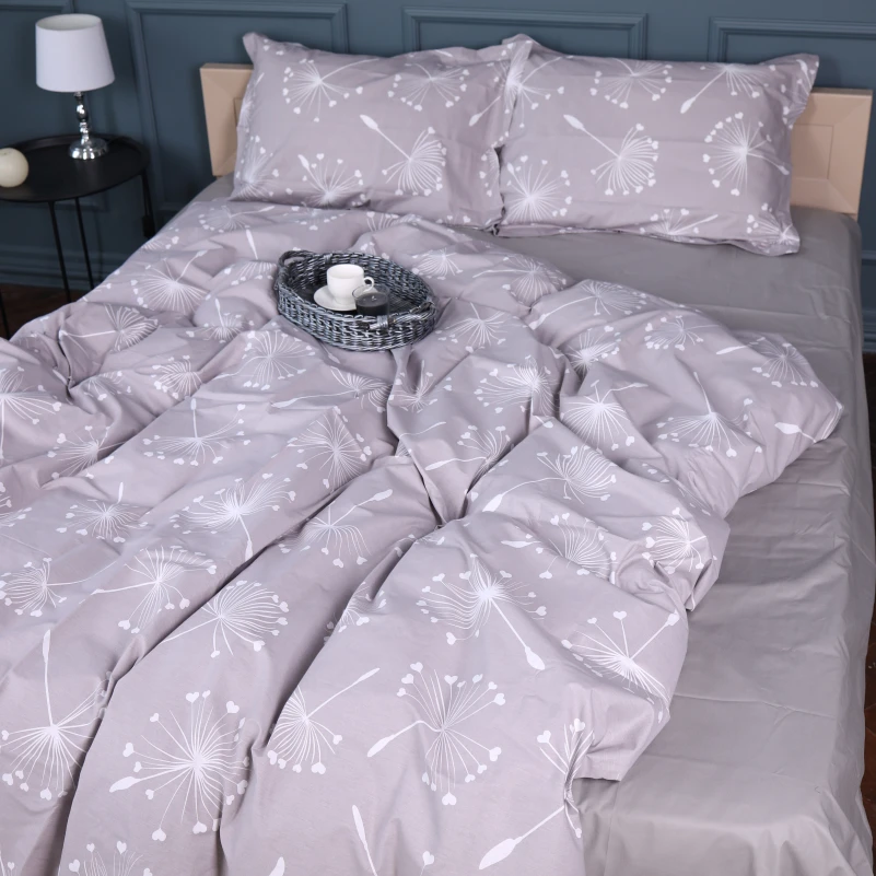 Комплект постільної білизни Поплін 00-3 "Grey Dandelions"