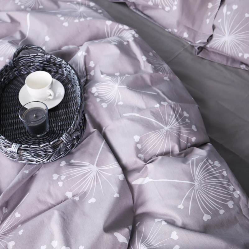 Комплект постільної білизни Поплін 00-3 "Grey Dandelions" - 4