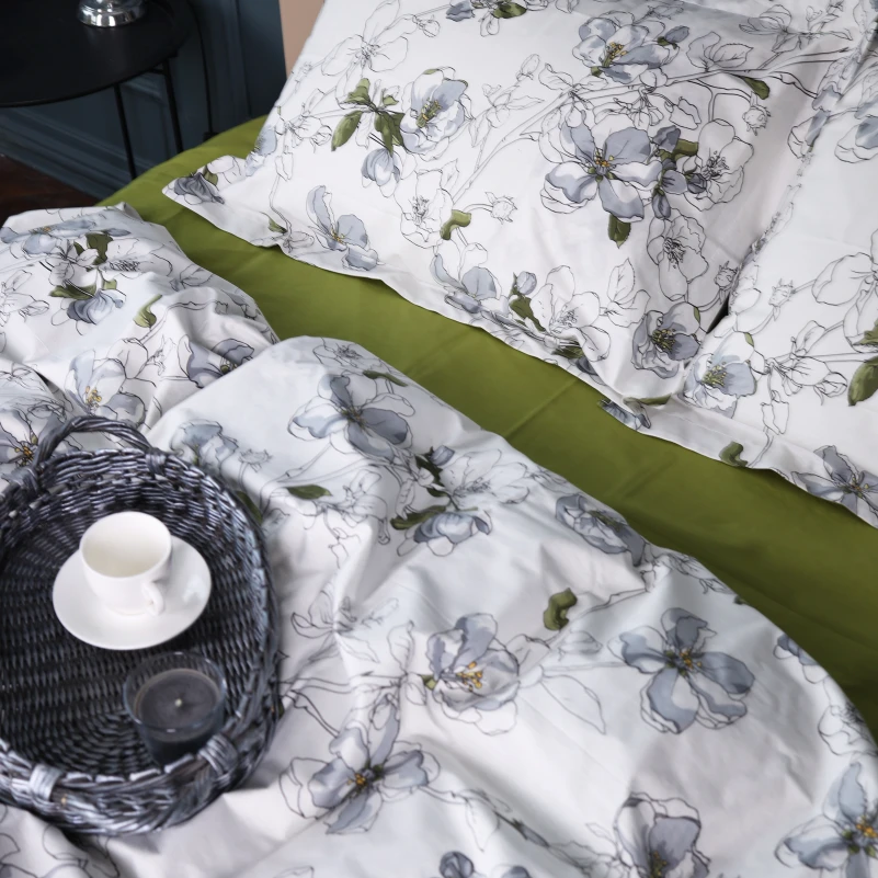Комплект постільної білизни Поплін 00-1 "Olive Flowers" - 5