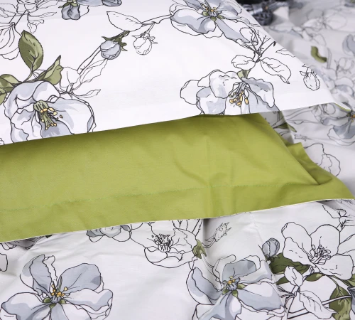 Наволочка Поплин 00-1 "Olive Flowers"