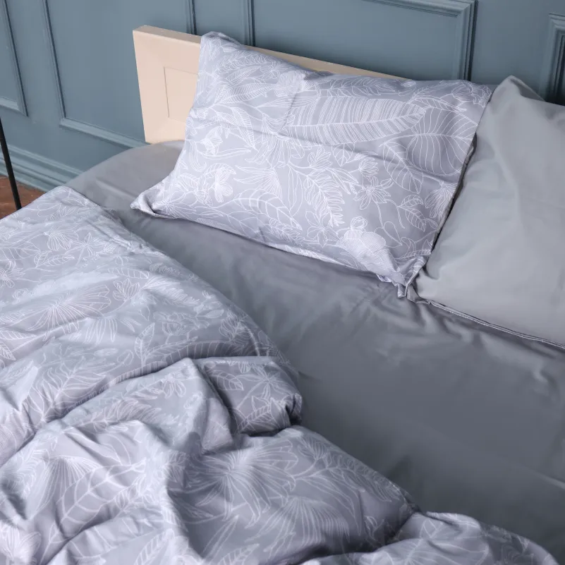 Комплект постельного белья Сатин JUNIOR 22-1428 Leafsong gray - 2