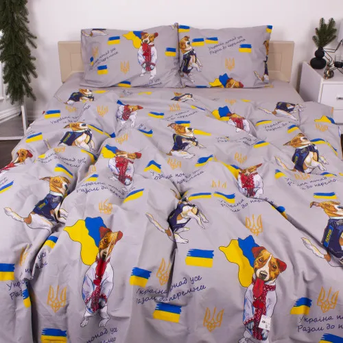 Комплект постельного белья MirSon Ranforce Elite 17-0596 "Пес Патрон Сірий"
