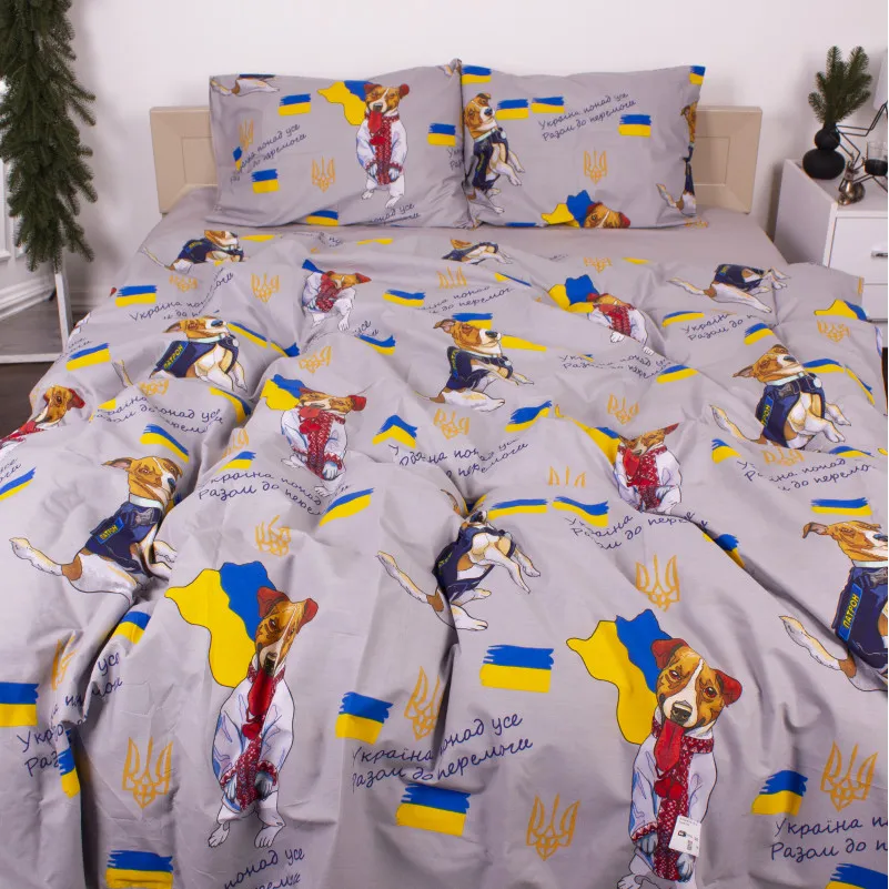 Комплект постельного белья MirSon Ranforce Elite 17-0596 "Пес Патрон Сірий"