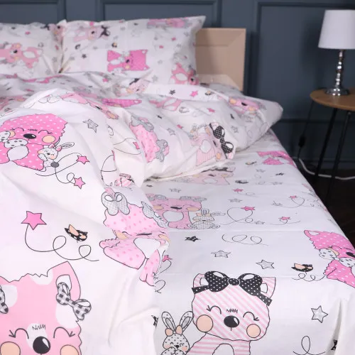 Простирадло Бязь Kids Time 17-0776 Magic cats pink