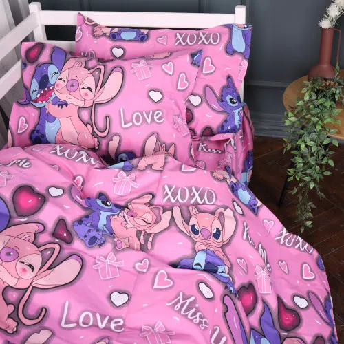 Підковдра Бязь Kids Time 17-0871 Stitch & Angel Pink