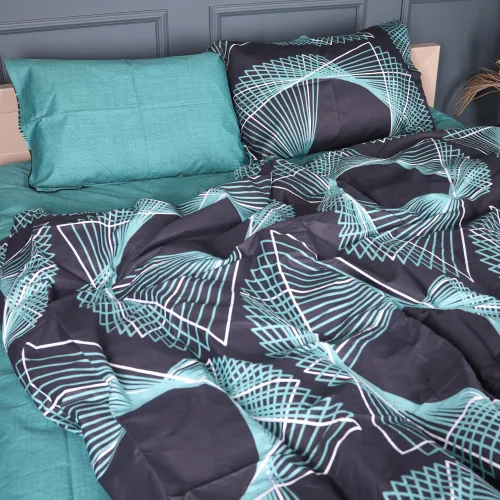 Комплект постільної білизни Сатин 22-1442 Neon Emerald Lines