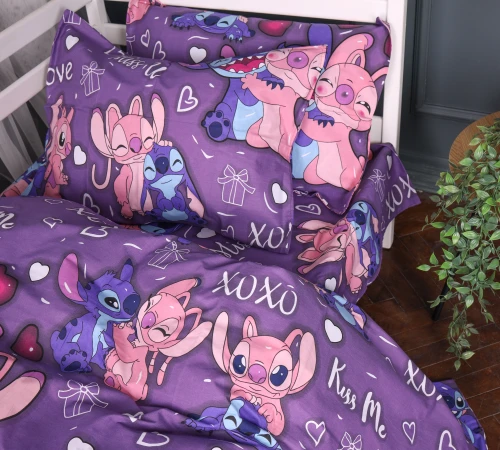Простынь Бязь Kids Time 17-0870 Stitch & Angel Purple