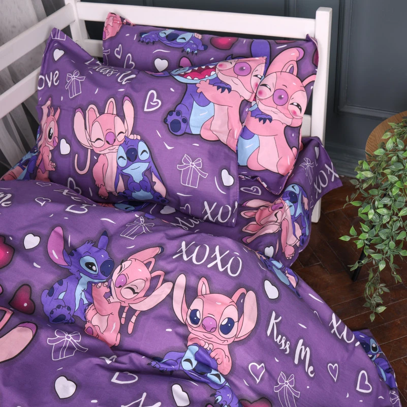 Простирадло Бязь Kids Time 17-0870 Stitch & Angel Purple