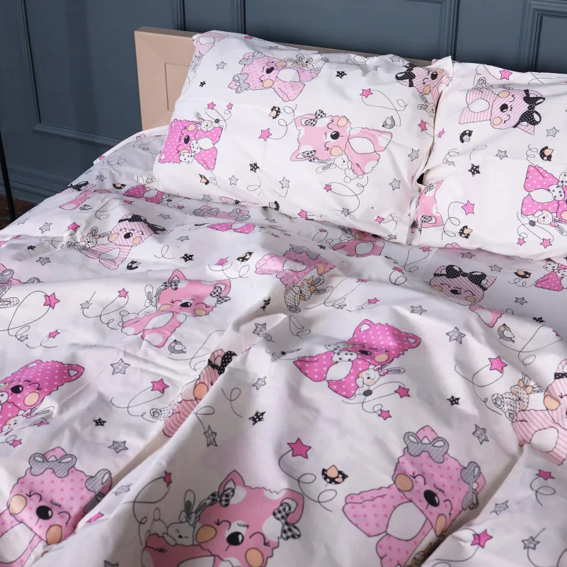 Підковдра Бязь 17-0776 Magic cats pink