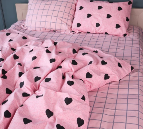 Комплект постільної білизни Бязь 17-0839 Hearts & Grid