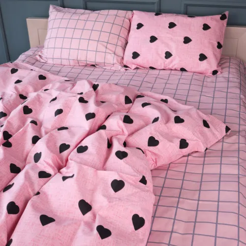 Комплект постільної білизни Бязь 17-0839 Hearts & Grid