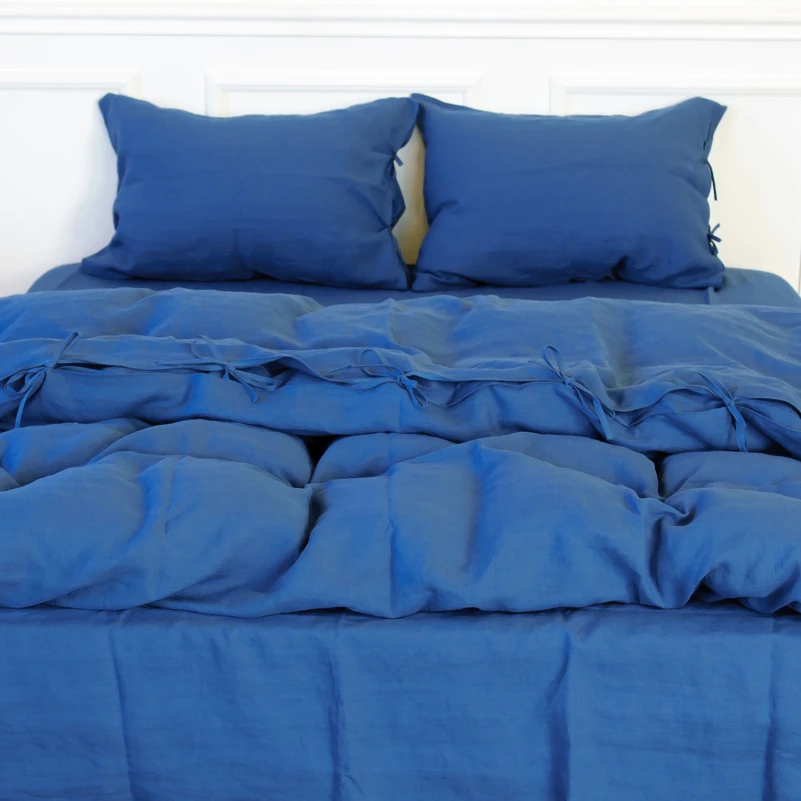 Простынь на резинке Лен Organic Natural Line "Bluebottle" - высота 25 см (детские 10 см) - 4