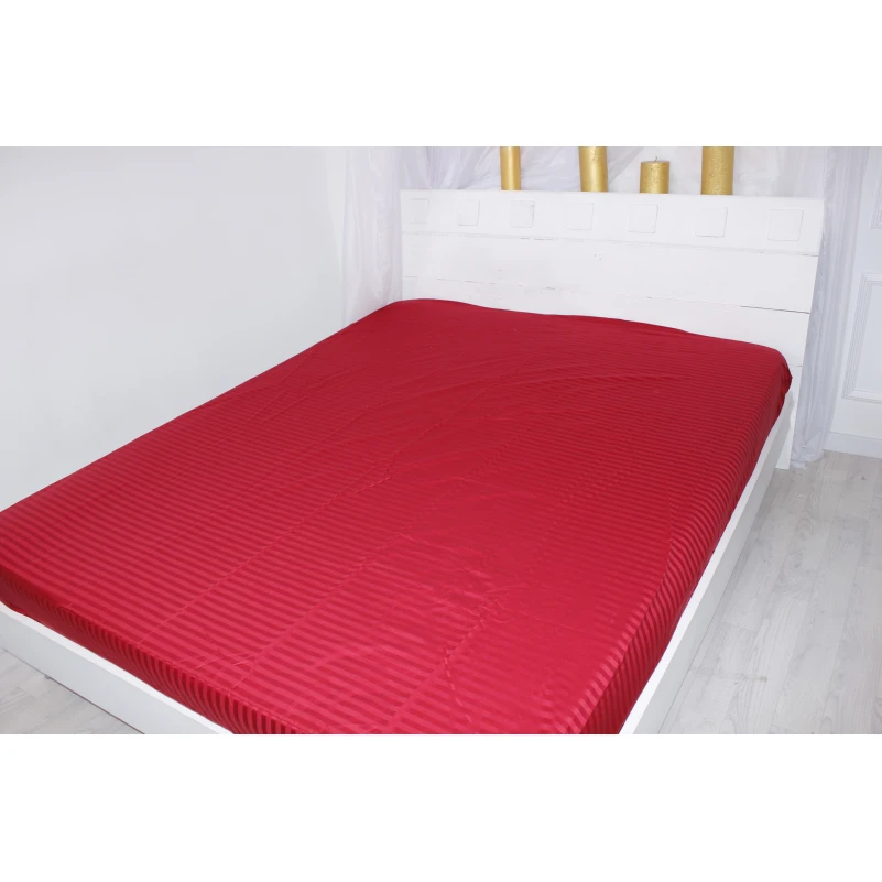 Простынь на резинке Satin Stripe 30-0018 Red - 2