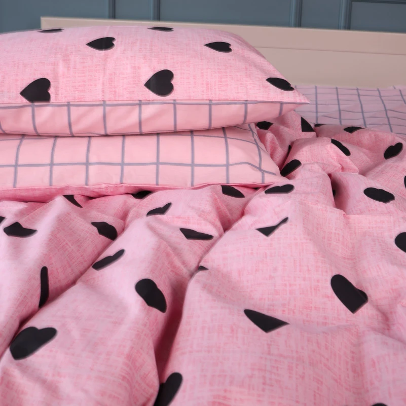 Наволочка Бязь 17-0839 Hearts & Grid