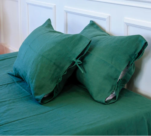 Простирадло на гумці Лен Organic Natural Line "Green Apple" - висота 25 см (дитячі 10 см)