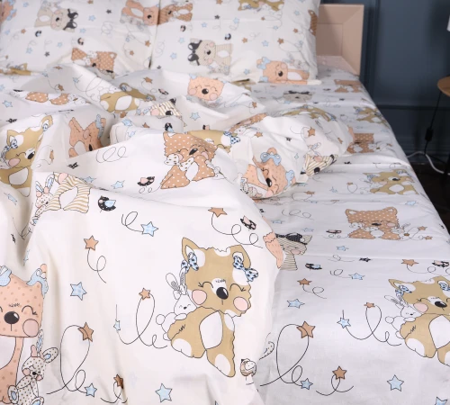 Простынь Бязь Kids Time 17-0777 Magic cats olive