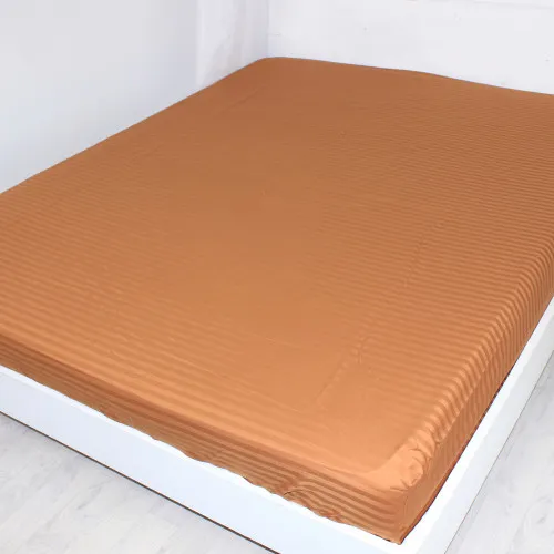 Простынь на резинке Satin Stripe 30-0005 Brown - высота 25 см (детские 10 см)