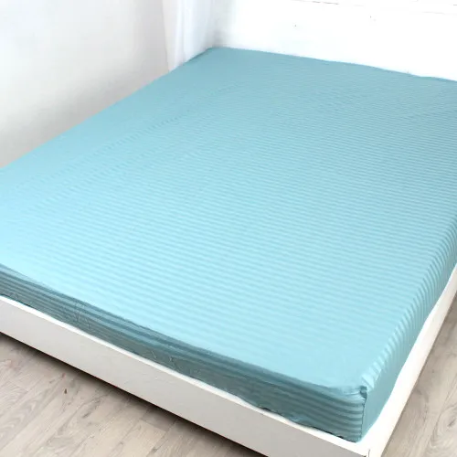 Простынь на резинке Satin Stripe 30-0015 Green Wave - высота 25 см (детские 10 см)