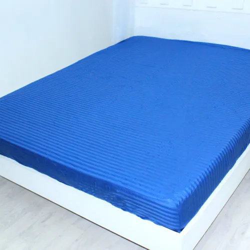 Простирадло на гумці Satin Stripe 30-0019 Blue - висота 25 см (дитячі 10 см)