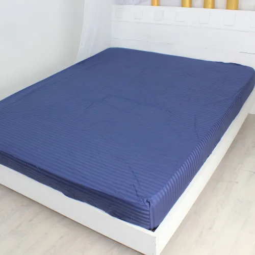 Простирадло на гумці Satin Stripe 30-0020 Smoky Blue - висота 25 см (дитячі 10 см)