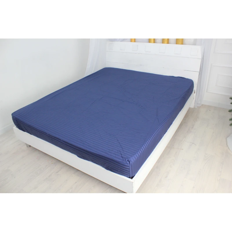 Простынь на резинке Satin Stripe 30-0020 Smoky Blue