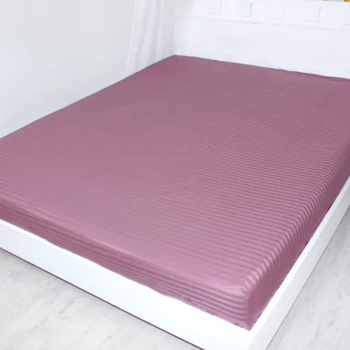 Простынь на резинке Satin Stripe 30-0008 Smoky Pink - высота 25 см (детские 10 см)