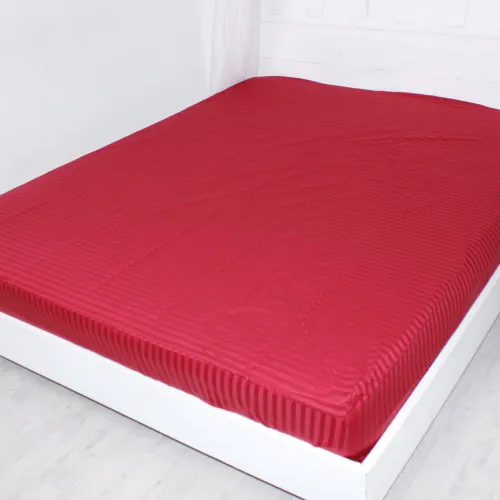 Простирадло на гумці Satin Stripe 30-0018 Red - висота 25 см (дитячі 10 см)