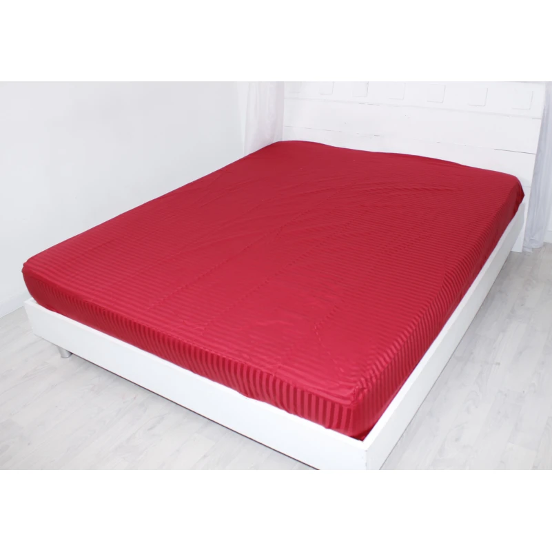 Простынь на резинке Satin Stripe 30-0018 Red