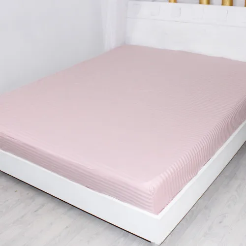 Простынь на резинке Satin Stripe 30-0007 Pink - высота 25 см (детские 10 см)