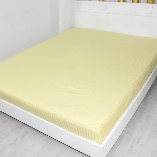 Простирадло на гумці Satin Stripe 30-0003 Intense Yellow - висота 25 см (дитячі 10 см)