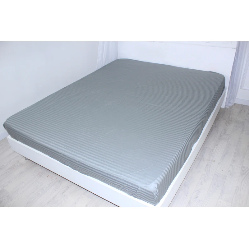 Простынь на резинке Satin Stripe 30-0010 Light Gray