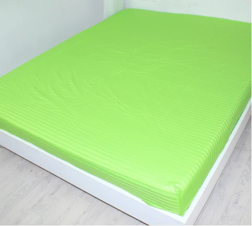 Простынь на резинке Satin Stripe 30-0016 Light Green - высота 25 см (детские 10 см)