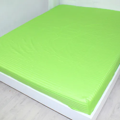 Простирадло на гумці Satin Stripe 30-0016 Light Green - висота 25 см (дитячі 10 см)