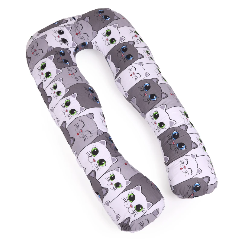 Подушка для беременных и отдыха U-образная №5034 Color Line 17-0635 Кот Батон Серый EcoSilk бязь - 5
