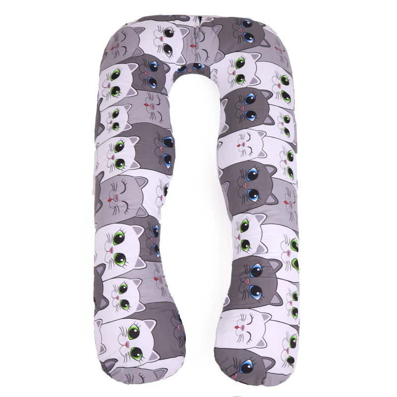 Подушка для беременных и отдыха U-образная №5034 Color Line 17-0635 Кот Батон Серый EcoSilk бязь