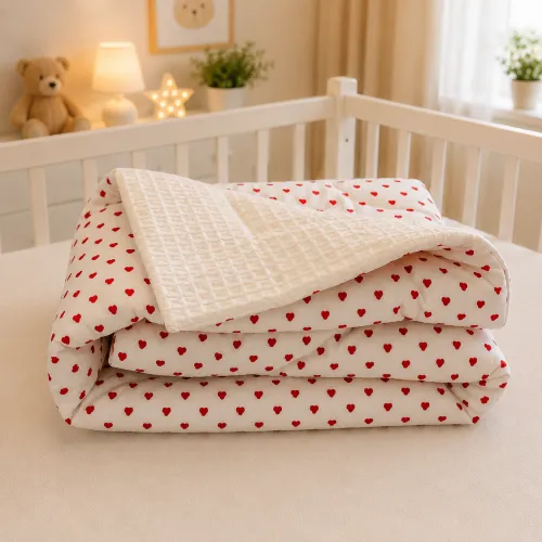 Детский плед №047 Poplin Waffle 01 Little hearts - 5