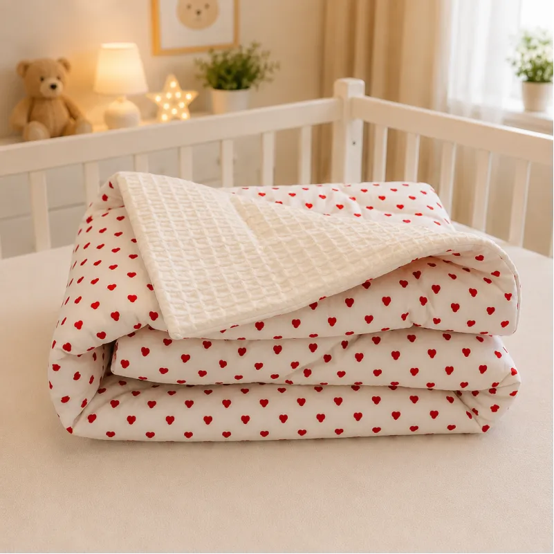 Детский плед №047 Poplin Waffle 01 Little hearts - 4