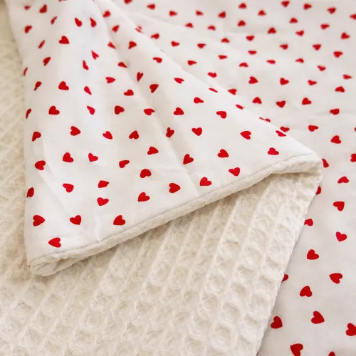 Детский плед №047 Poplin Waffle 01 Little hearts - 2